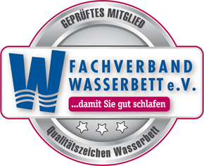 Qualitätszeichen Wasserbett – geprüftes Mitglied im Fachverband Wasserbett e. V.