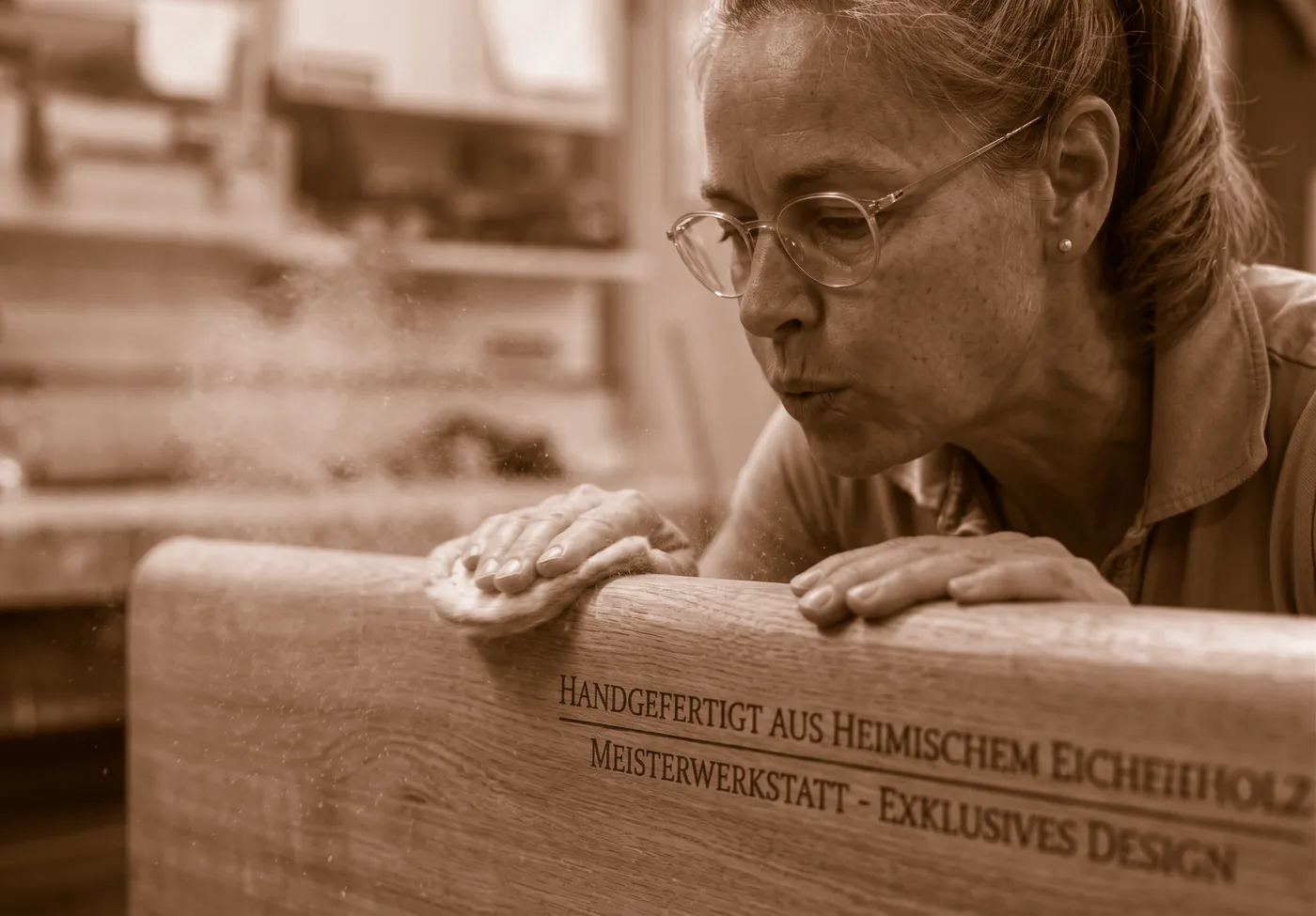 Handgefertigtes Bett aus heimischen Hölzern